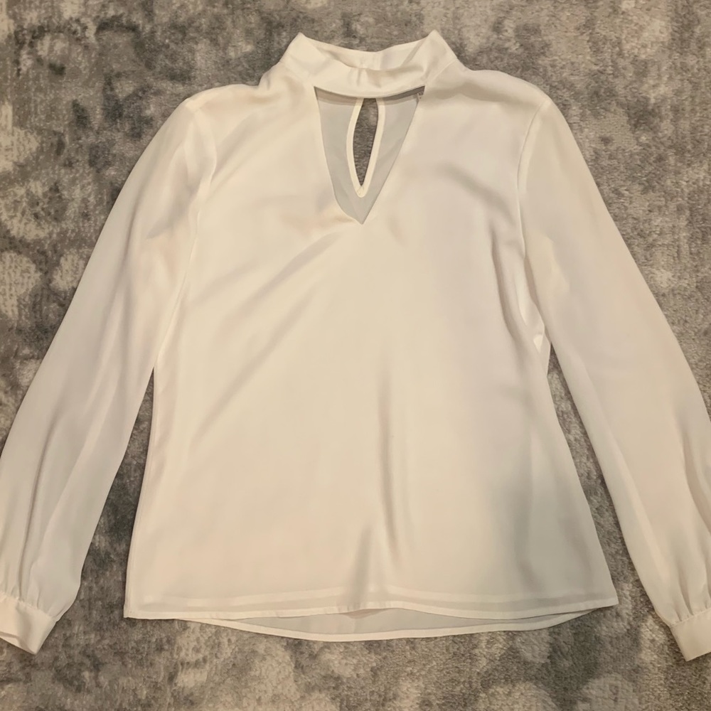 Keyhole Chiffon White Blouse